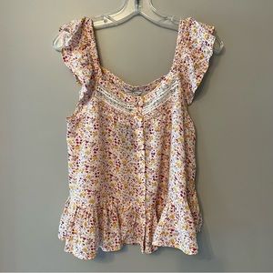 Lucky Brand Floral Swing Top, Size Small